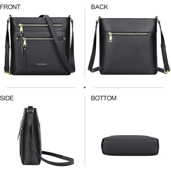 Stylish Black Crossbody Purse for Women - Multiple Pockets & Adjustable Strap - Picture 3 of 7